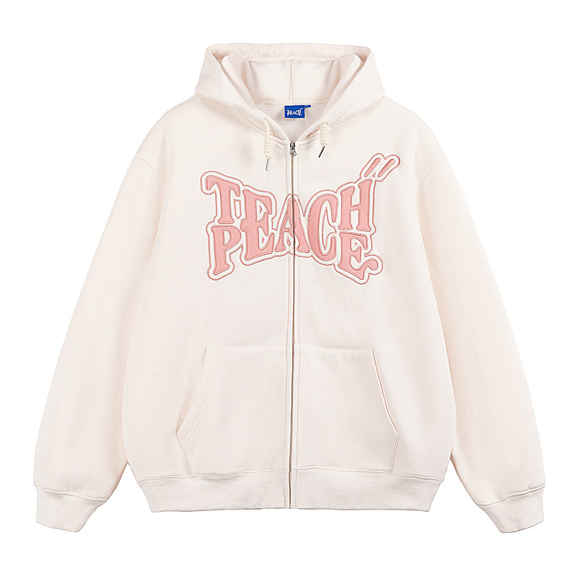 PATCH EMBROIDERY ZIPPED HOODIE