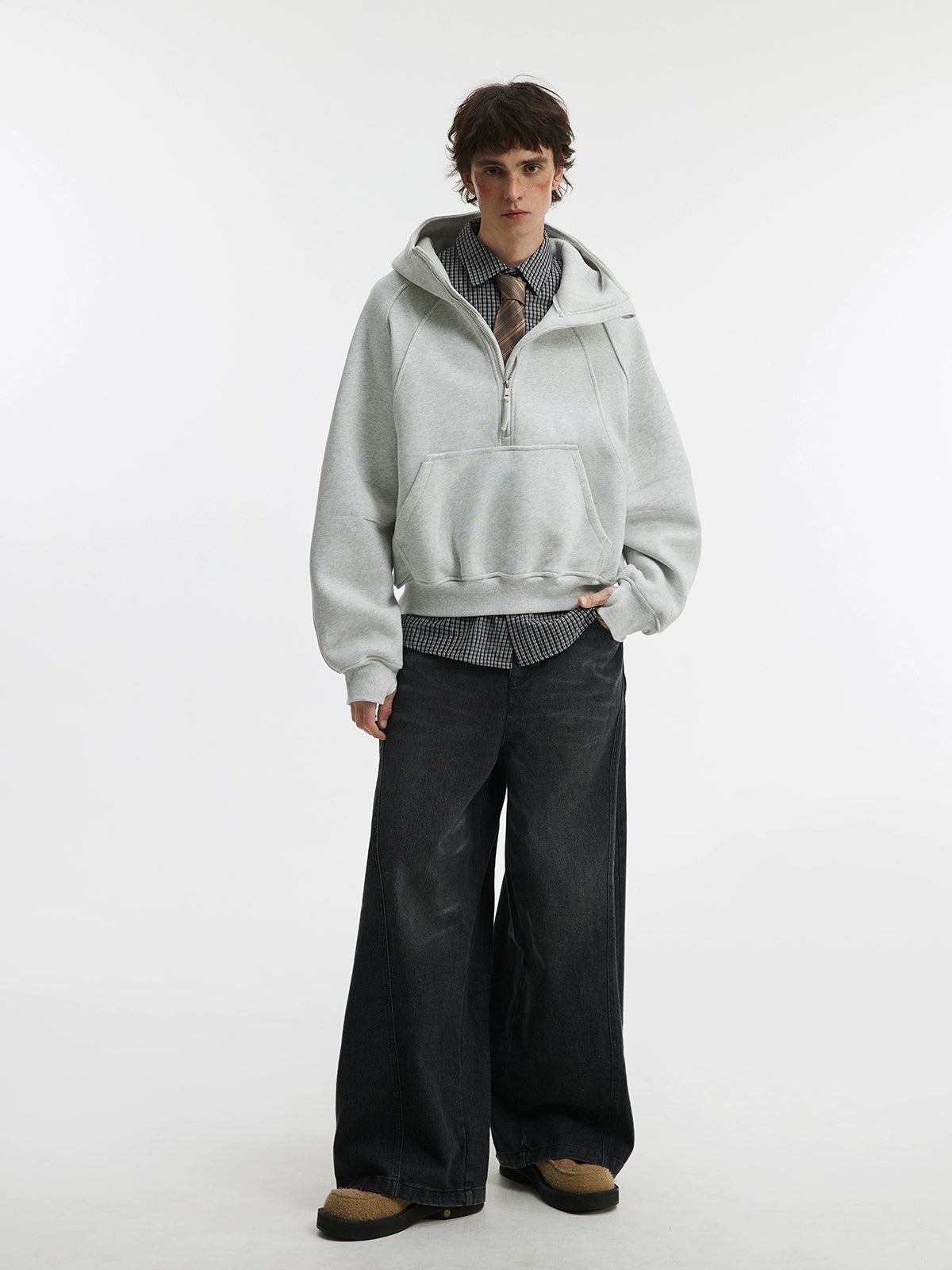 HIGH NECK HEAVY HALF ZIP SWEAT