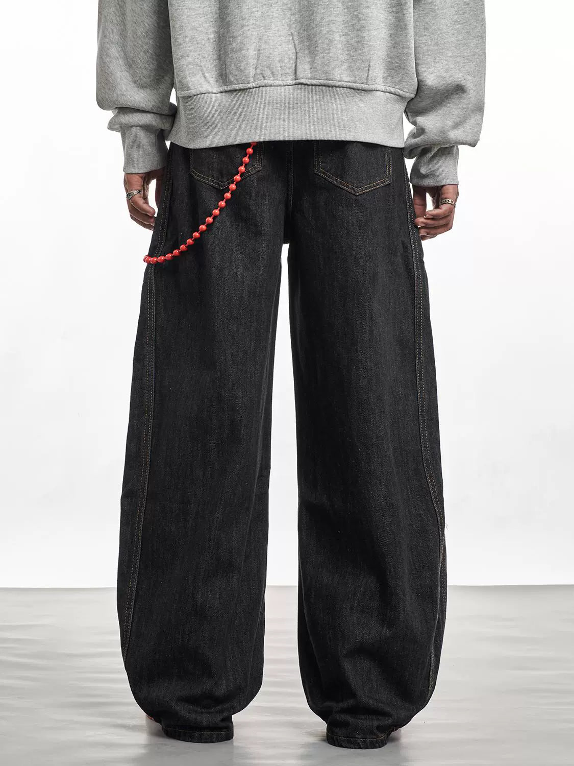 FRONT STITCH BAGGY DENIM PANTS