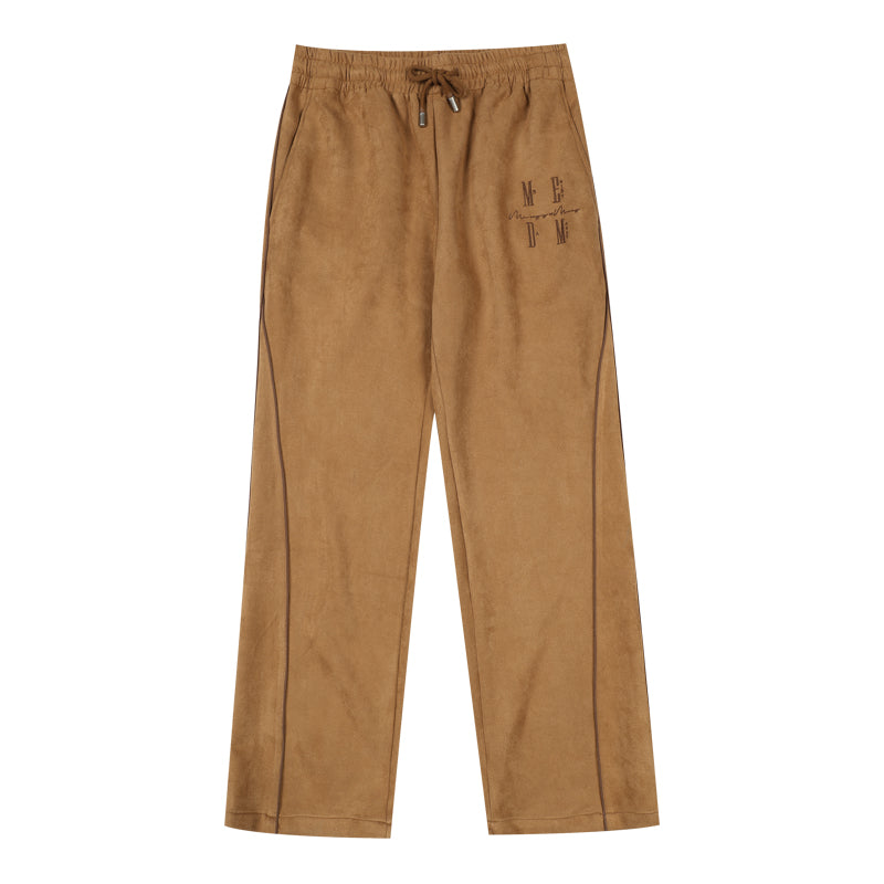MEDM EMBROIDERY SUEDE TRACK PANTS