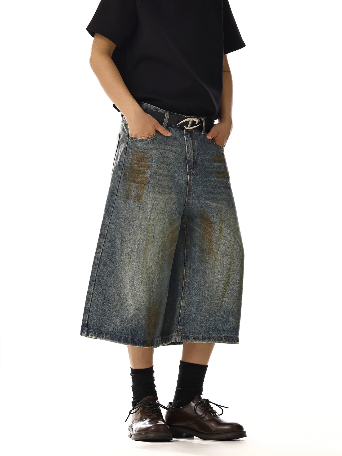 VINTAGE STAINED DENIM SHORTS