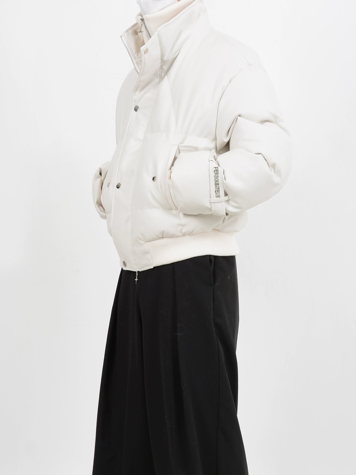 HIGH NECK PU LEATHER JACKET