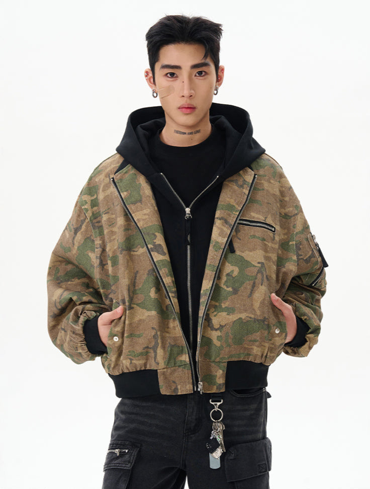 LAYERED HOODIE CAMO MA-1