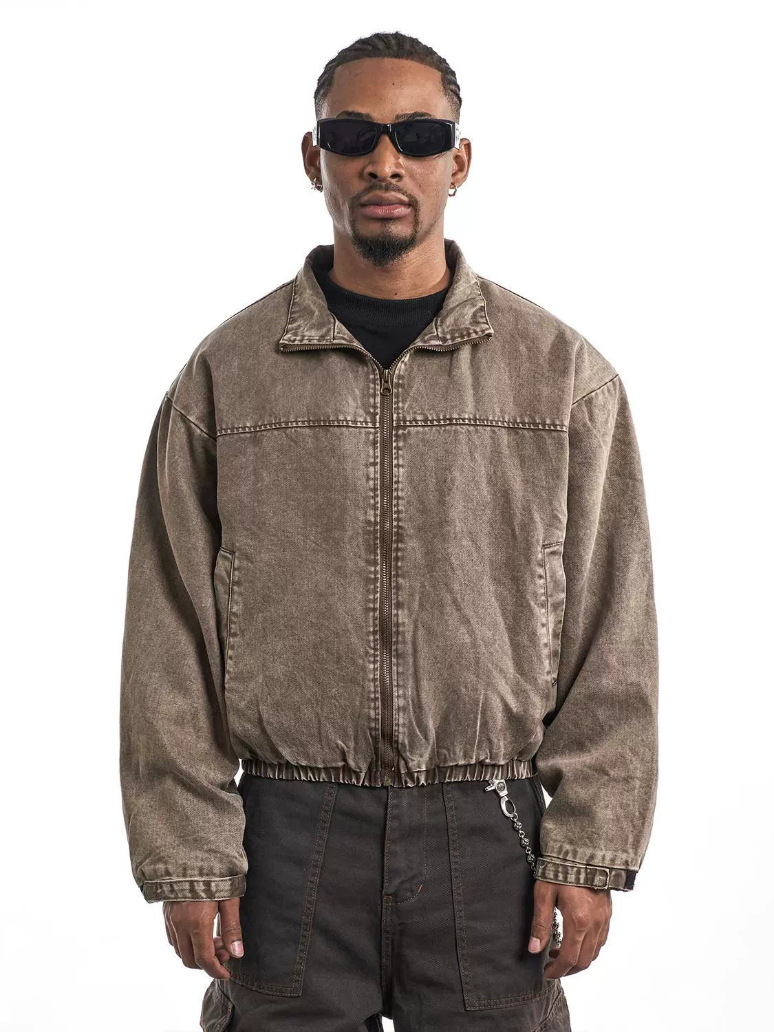 WASHED DISTRESSED DENIM JACKET