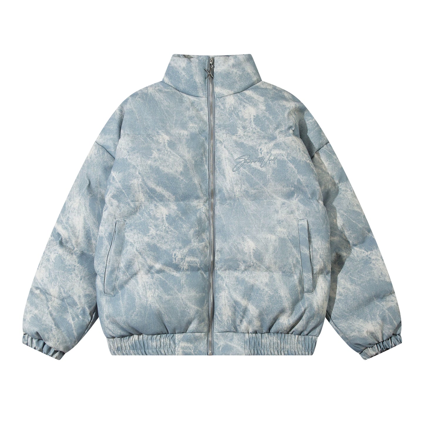 CAMOUFLAGE PU LEATHER PUFFER JACKET