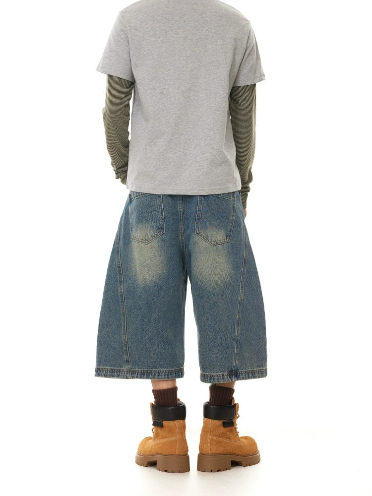 VINTAGE WASHED BOXY DENIM SHORTS