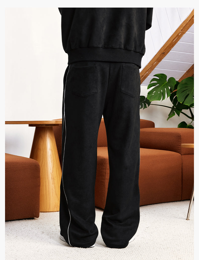 MEDM EMBROIDERY SUEDE TRACK PANTS