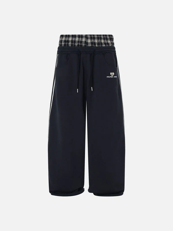 CHECK LAYERED SWEAT PANTS