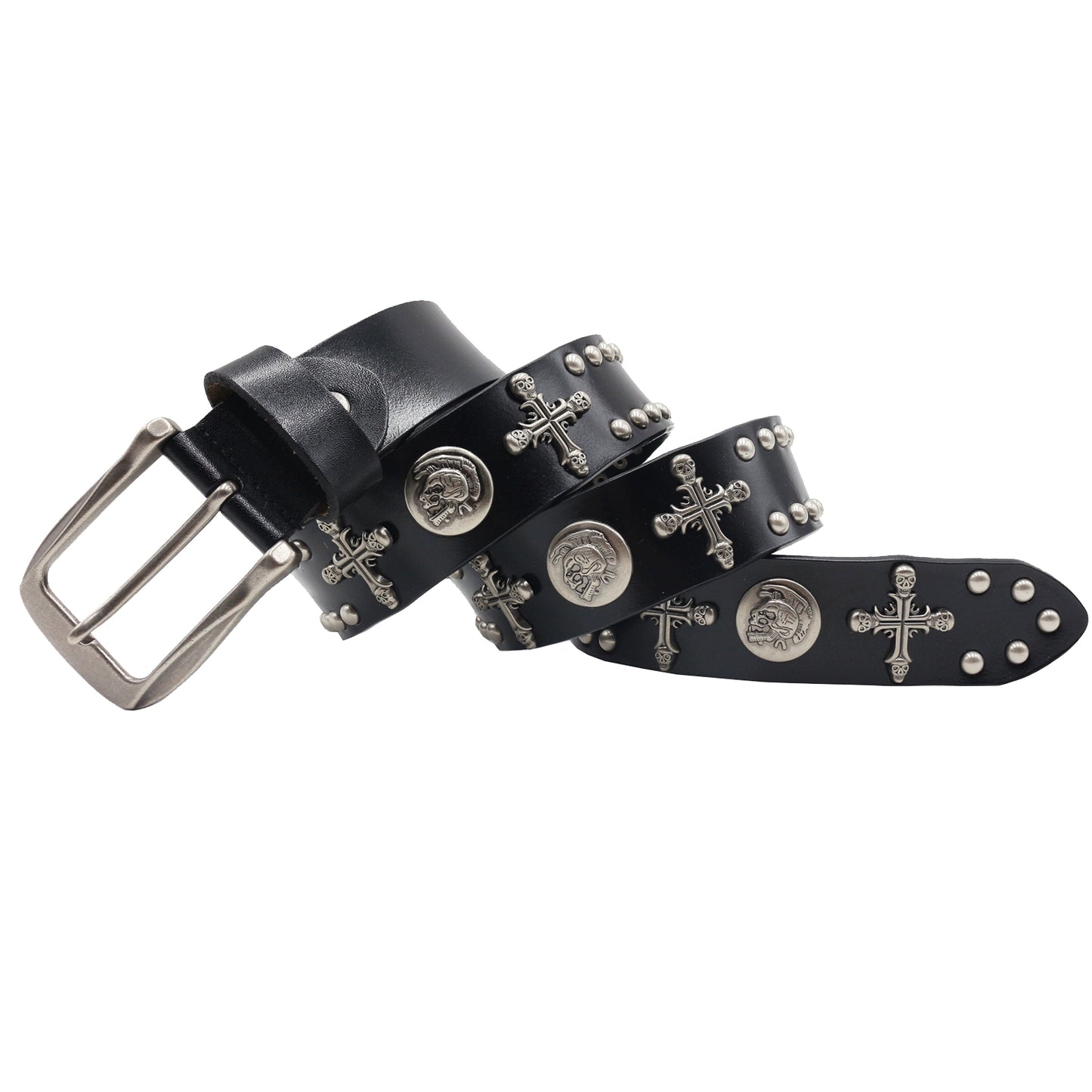 SKULL CROSS STUDS BELT