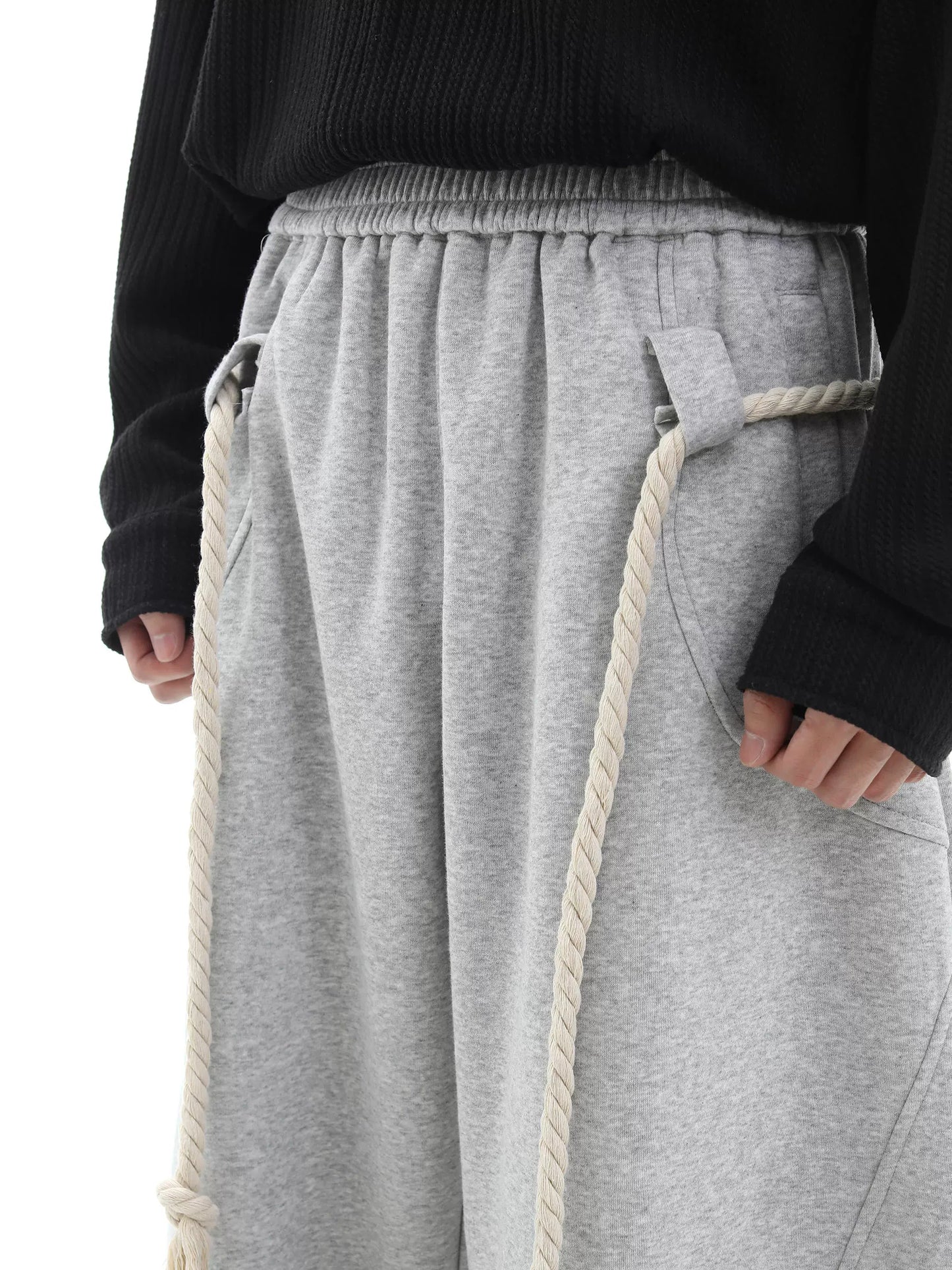 ROPE LACE BAGGY SWEAT PANTS