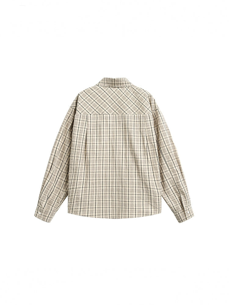 AMERICAN VINTAGE LETTER PRINT CHECK SHIRT JACKET