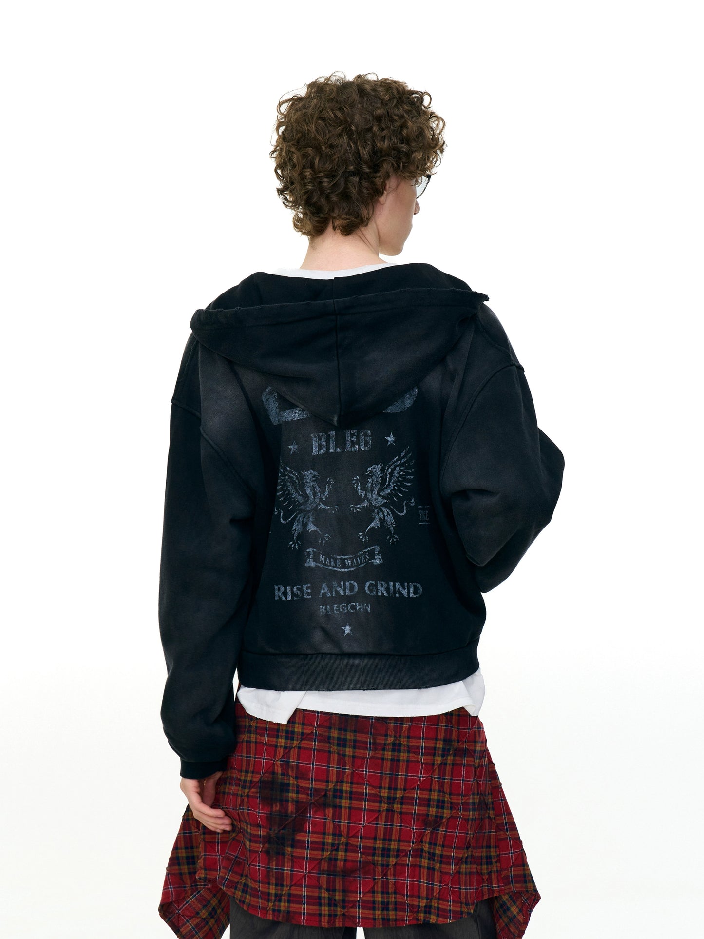 CHAOS PRINT ZIP HOODIE