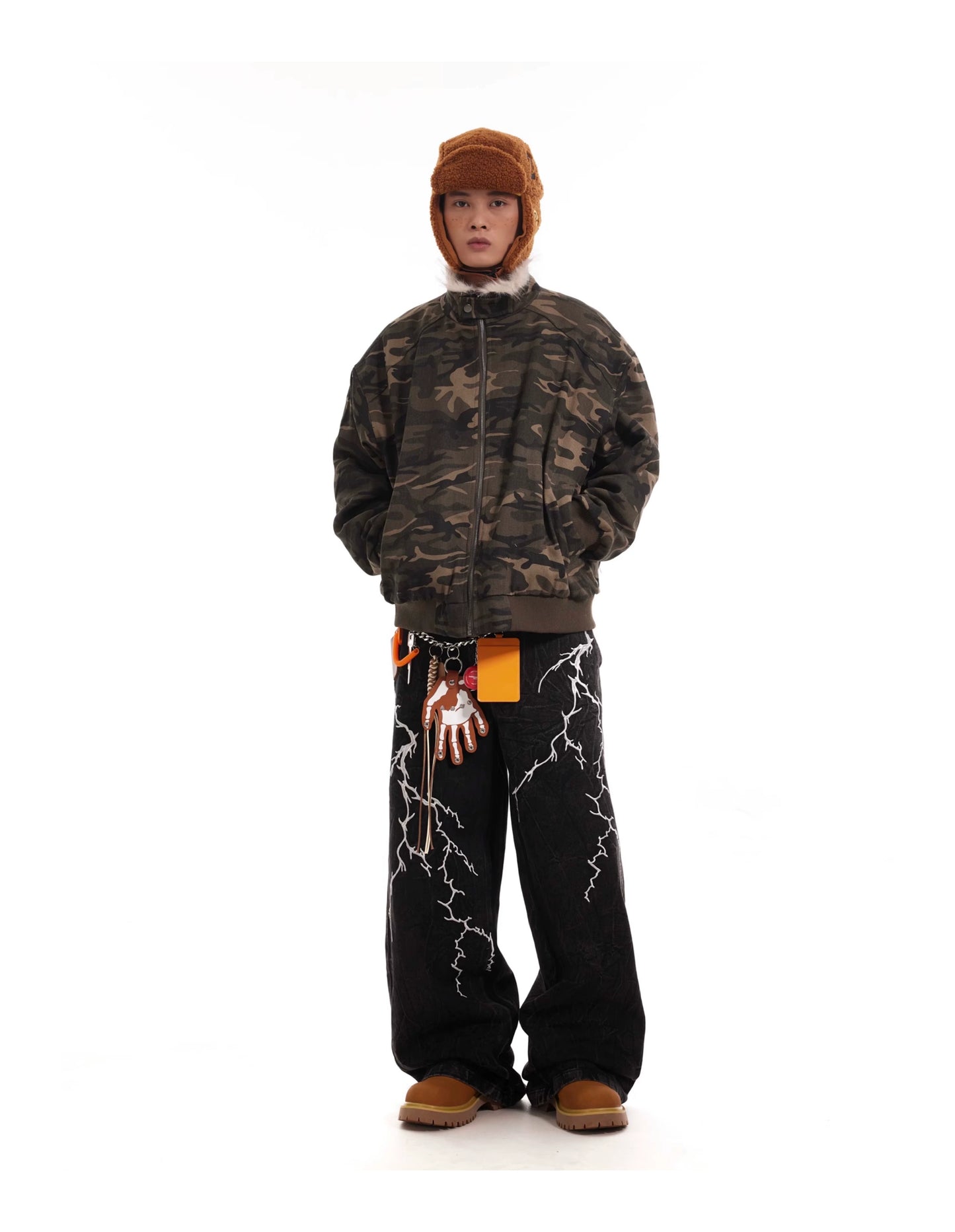 LIGHTNING EMBROIDERY DENIM PANTS