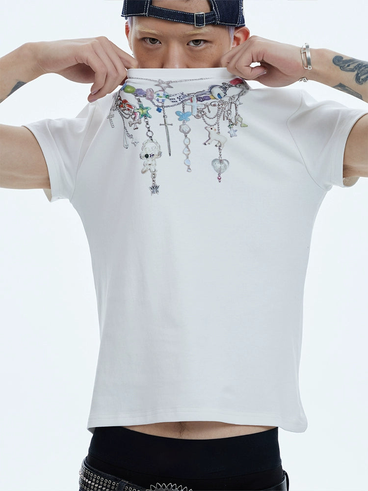 CARTOON CHAIN PRINT T-SHIRT