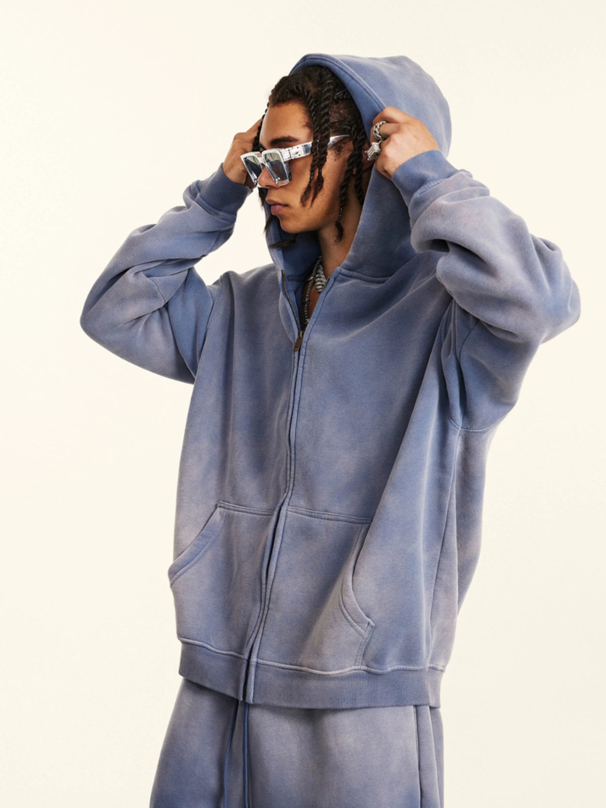 GRADIENT WASHED ZIPPED HOODIE