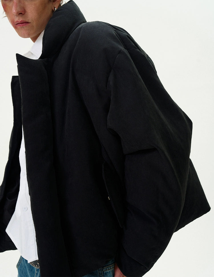 DISTRESSED BRUSHED PUFFER JACKET