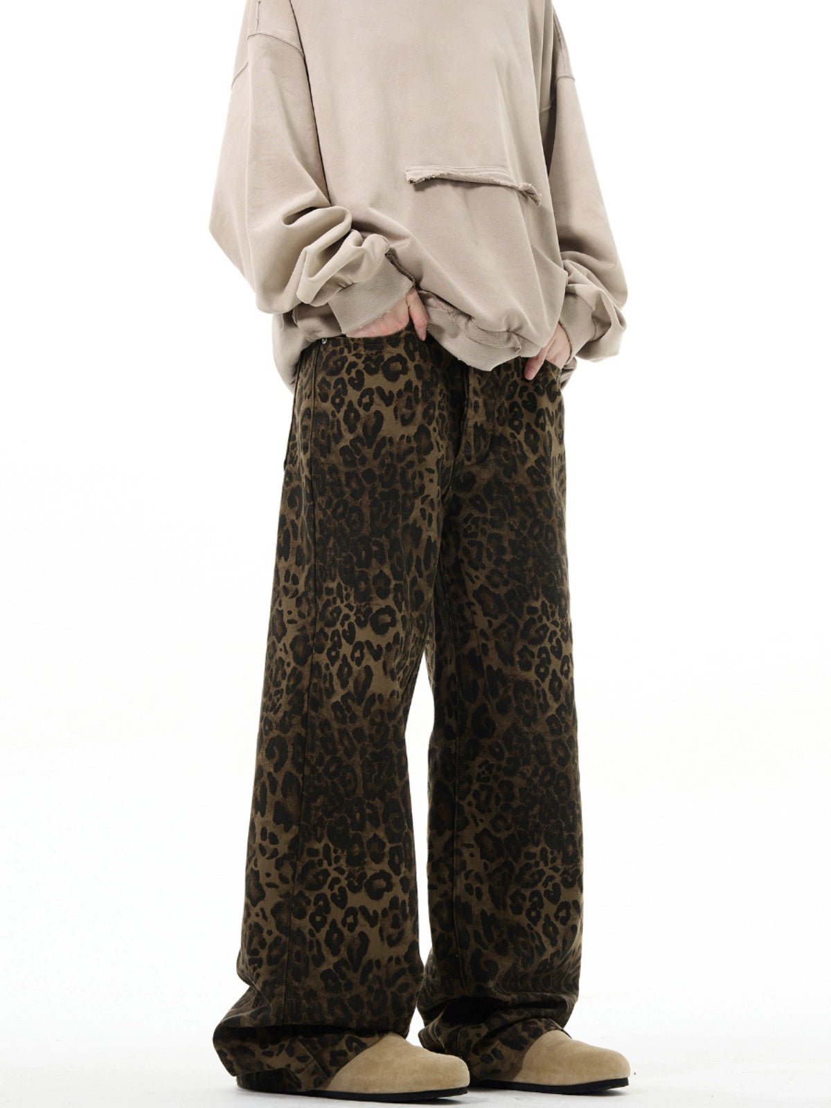 LEOPARD LOOSE STRAIGHT PANTS