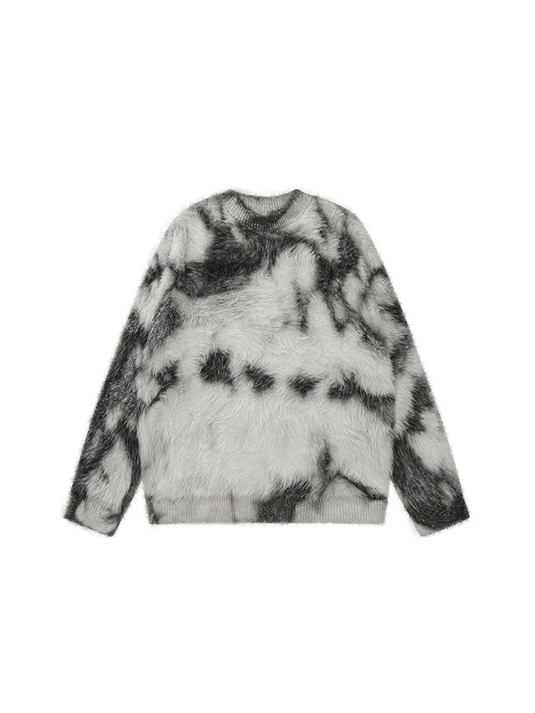 TIEDYE MOHAIR LIKE CREW NECK KNIT