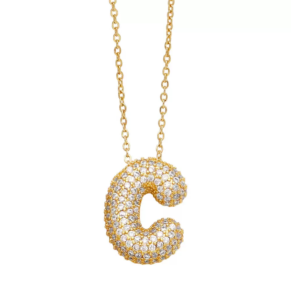 ICY CRYSTAL INITIAL NECKLACE (GOLD)