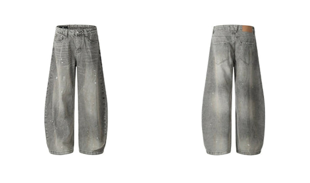 SPLASH WASHED BAGGY DENIM PANTS