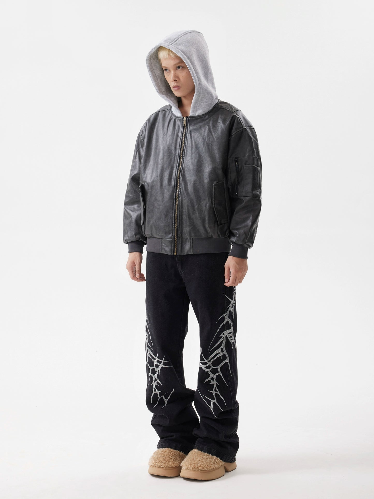 WASHED THRON EMBROIDERY PANTS