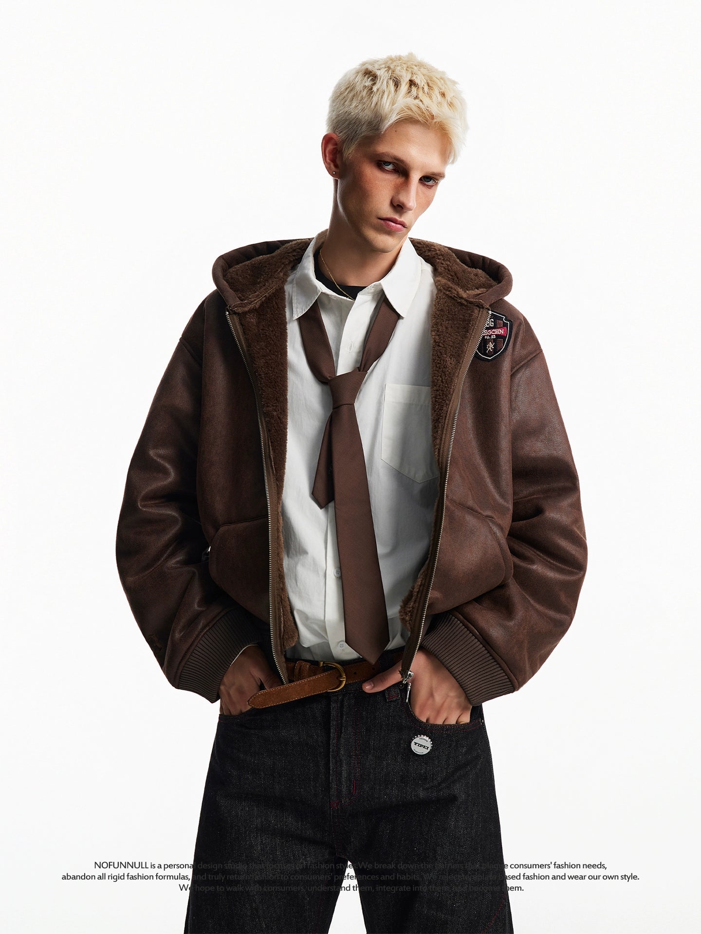 PU LEATHER PATCH MOTER CYCLE JACKET