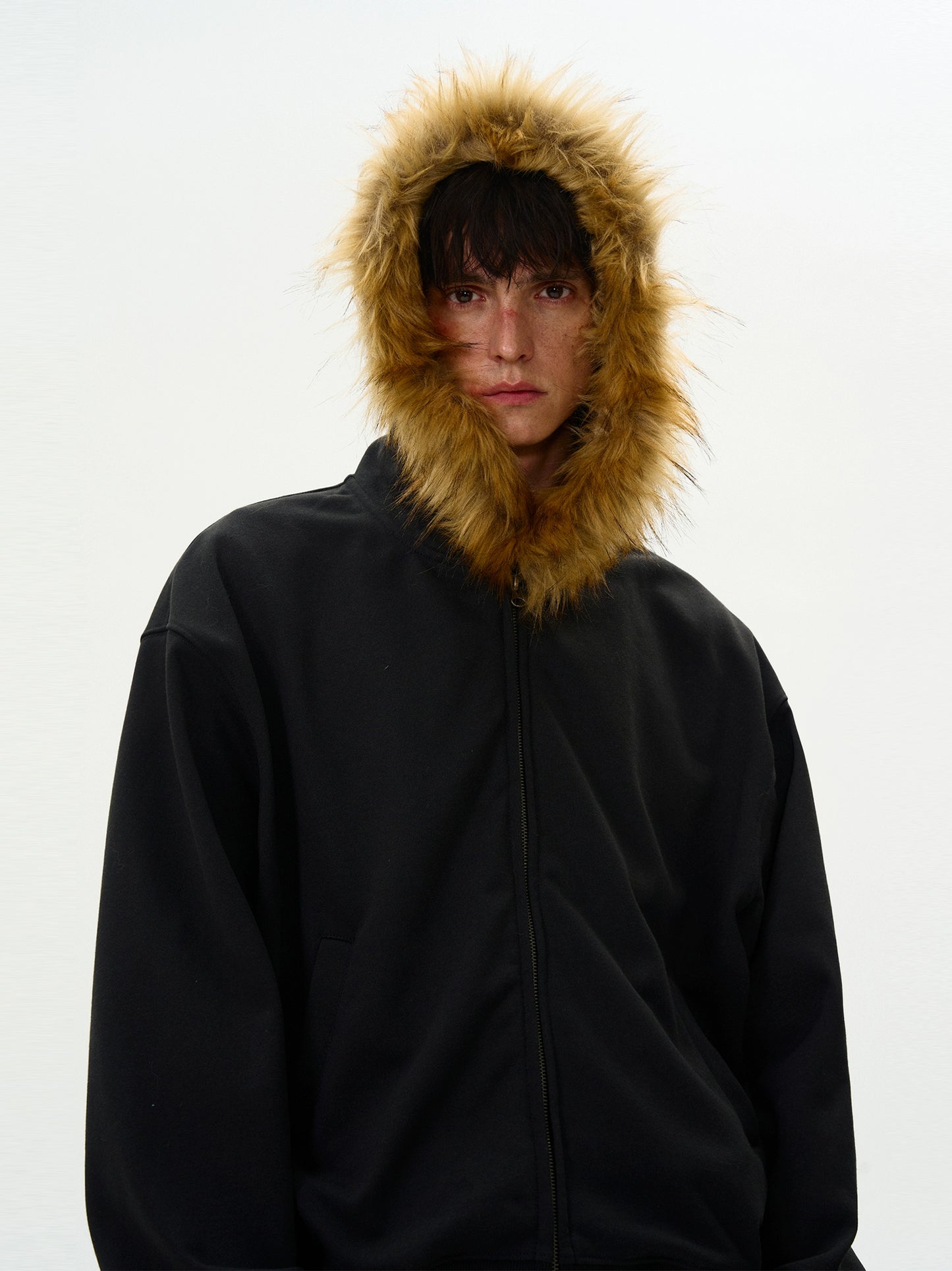 FUR ZIPPED HOODIE
