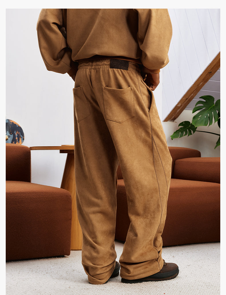 MEDM EMBROIDERY SUEDE TRACK PANTS