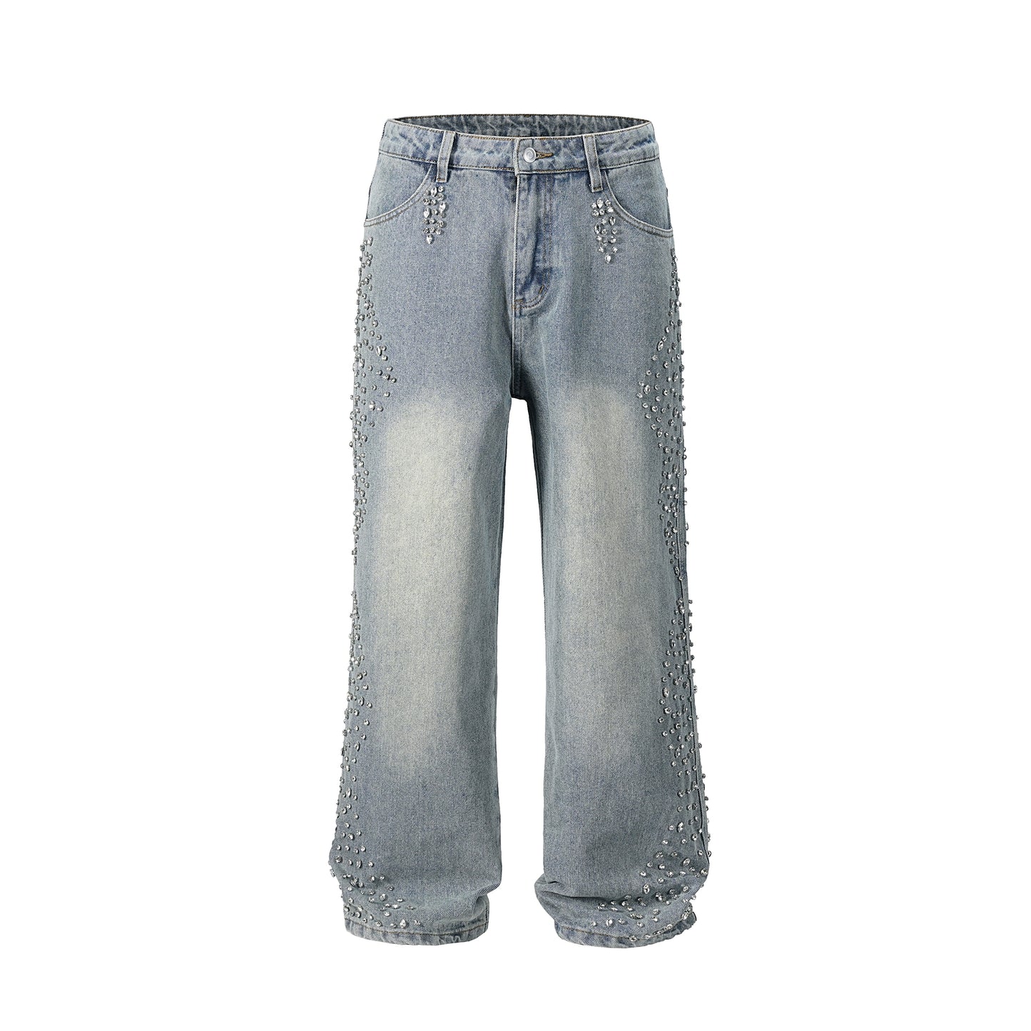 SIDE RHINESTONE DENIM PANTS