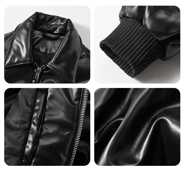 THICKNED PU LEATHER JACKET