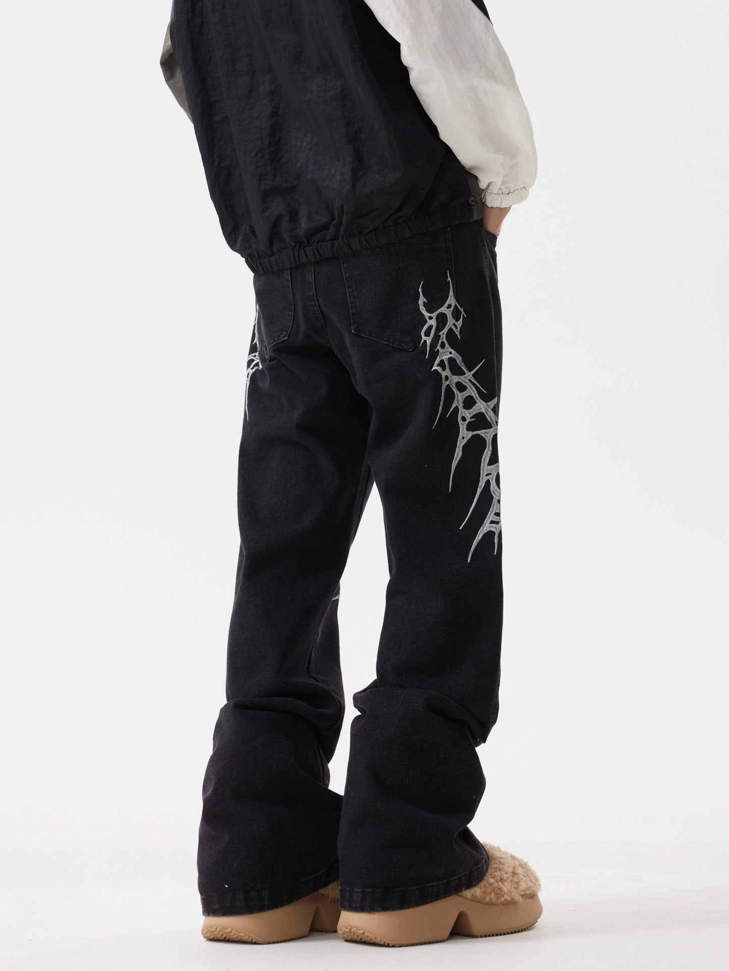 WASHED THRON EMBROIDERY PANTS