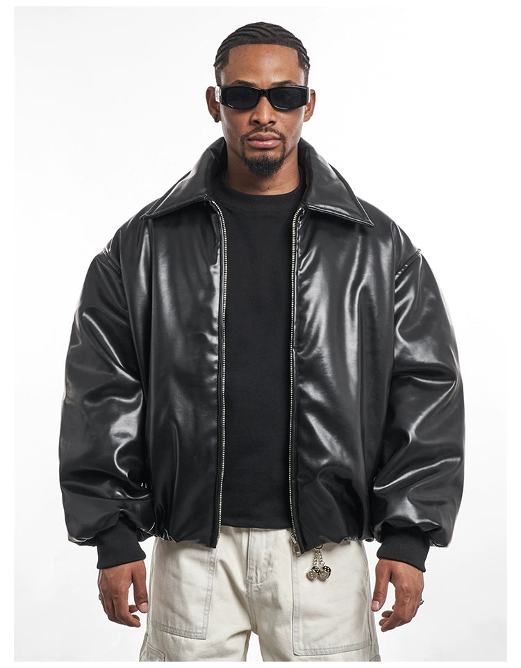 THICKNED PU LEATHER JACKET