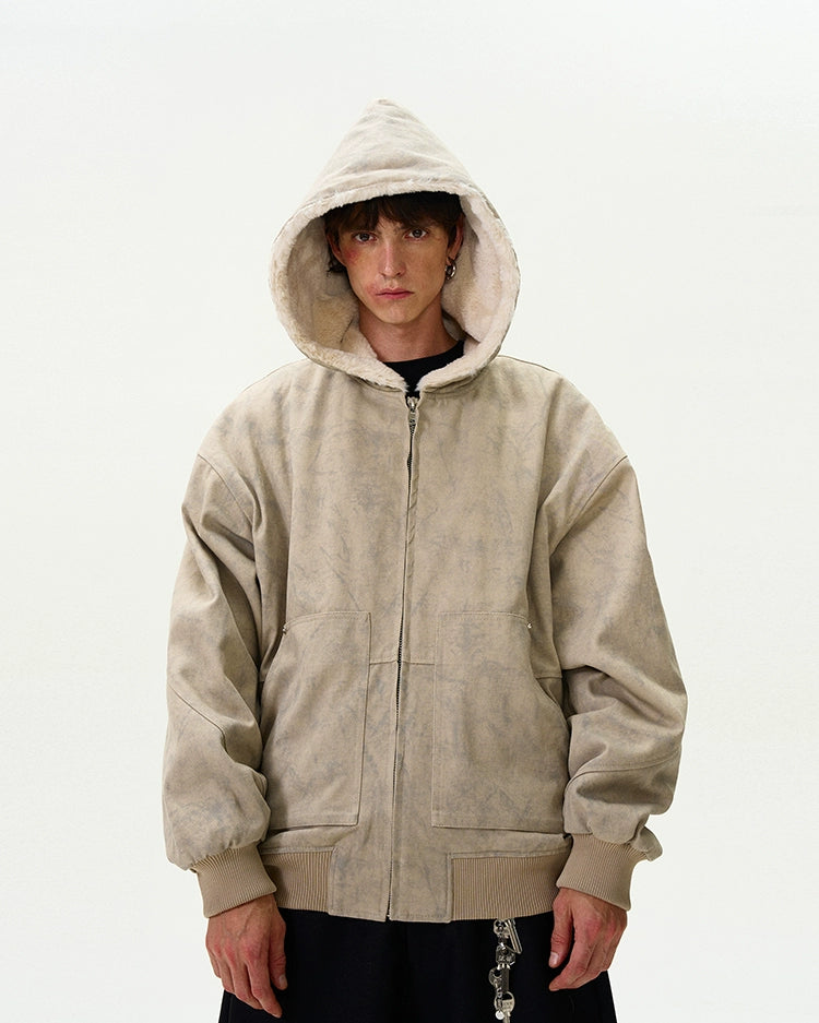 TIEDYE WASHED BOA ZIPPED HOODIE