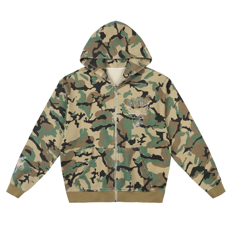 MEDM CAMO LOGO ZIPPED HOODIE