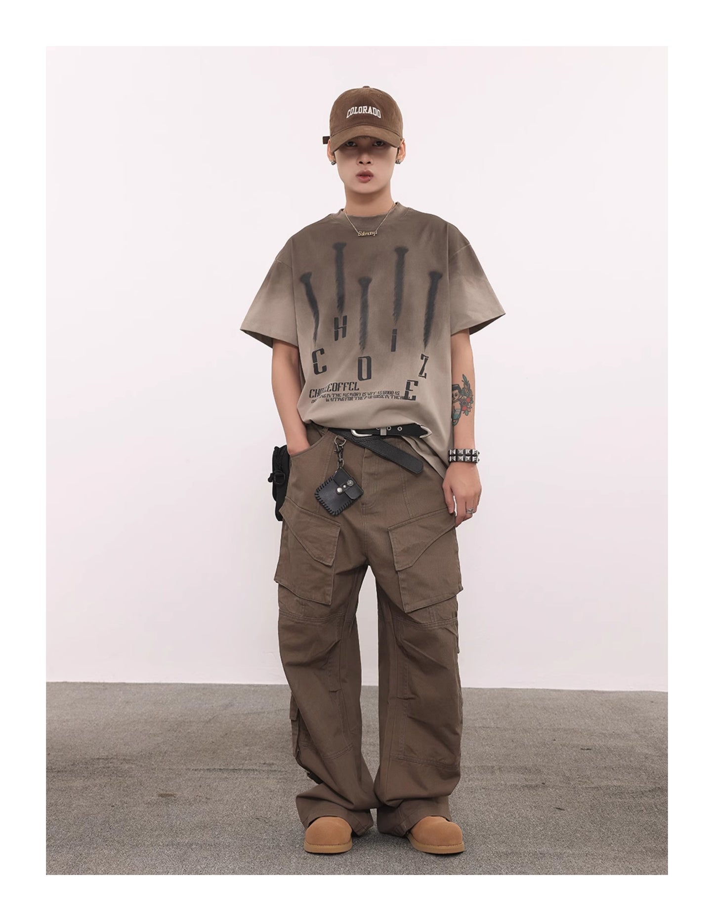 NAIL GRADIENT WASHED DISTRESSED T-SHIRT