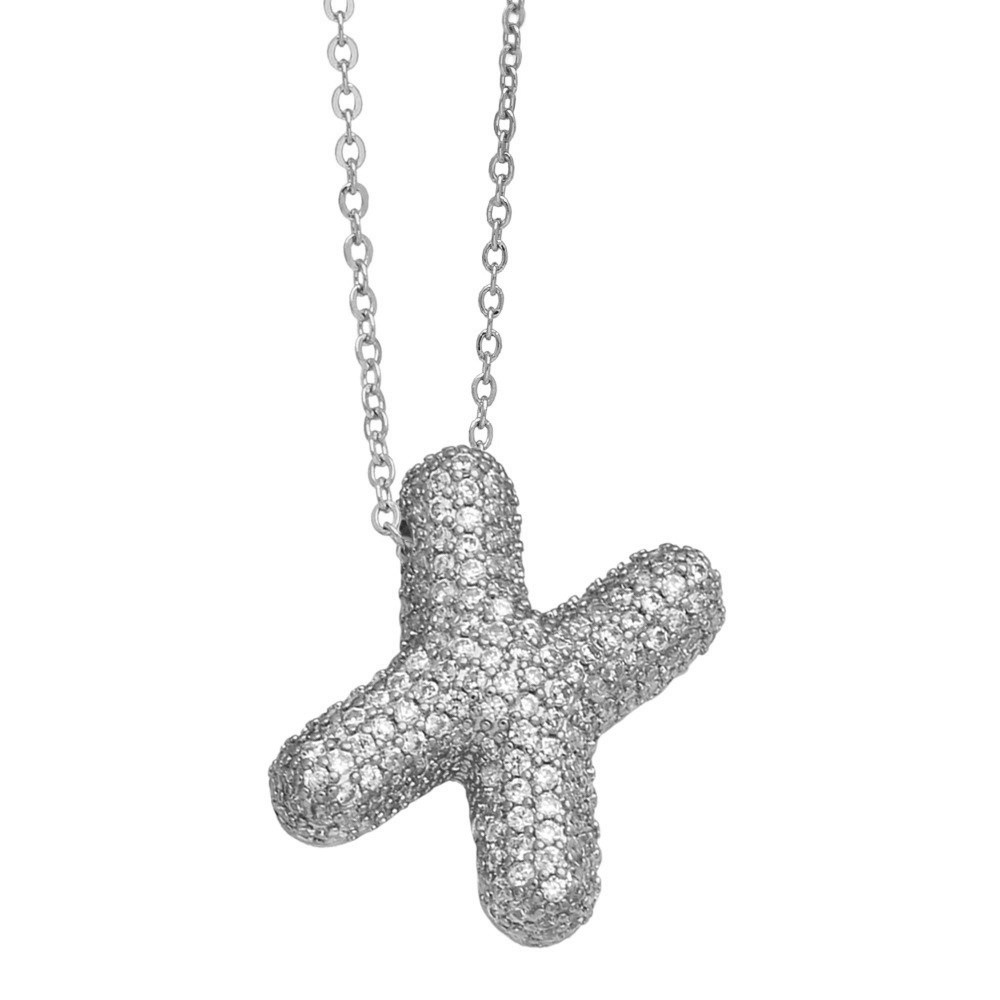 ICY CRYSTAL INITIAL NECKLACE (SILVER)