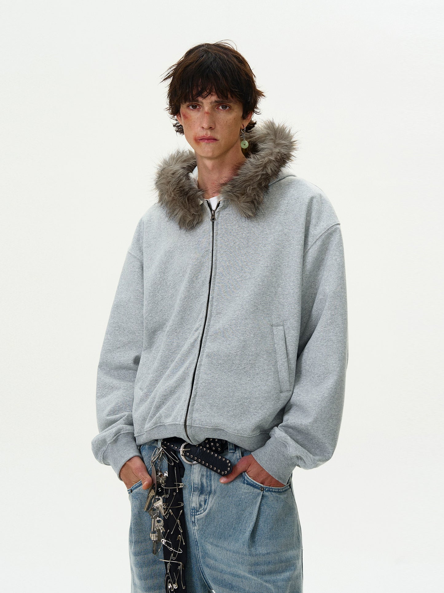 FUR ZIPPED HOODIE