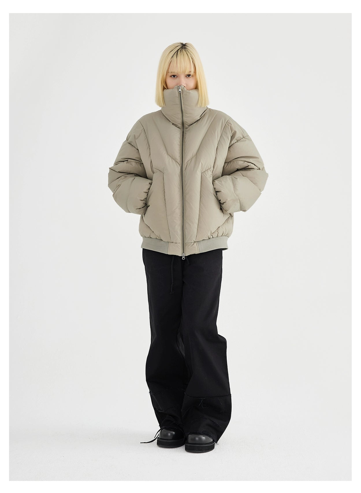 HIGH NECK CROPPED PUFFER JACKET