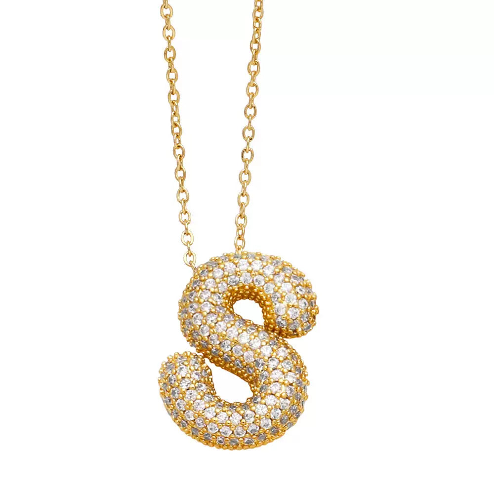 ICY CRYSTAL INITIAL NECKLACE (GOLD)