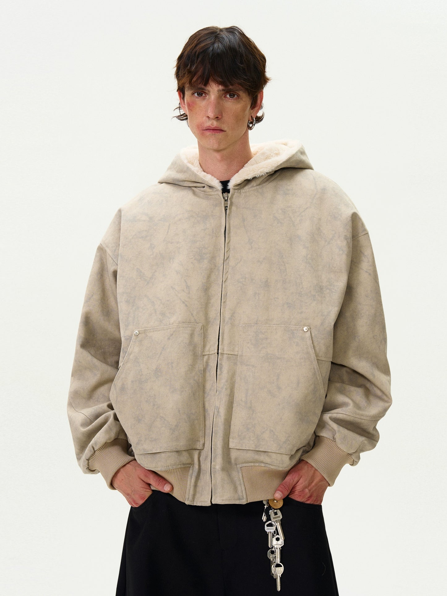 TIEDYE WASHED BOA ZIPPED HOODIE