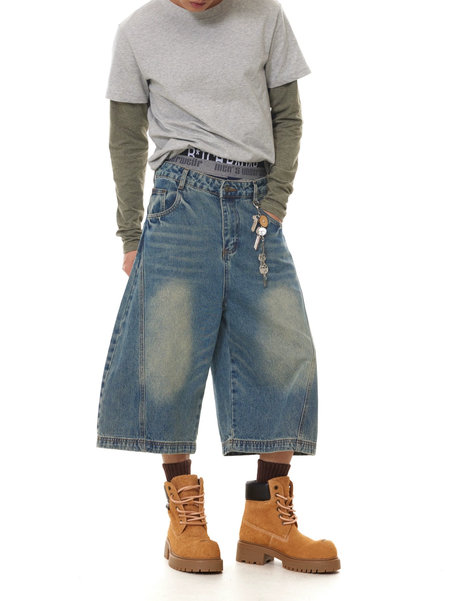 VINTAGE WASHED BOXY DENIM SHORTS