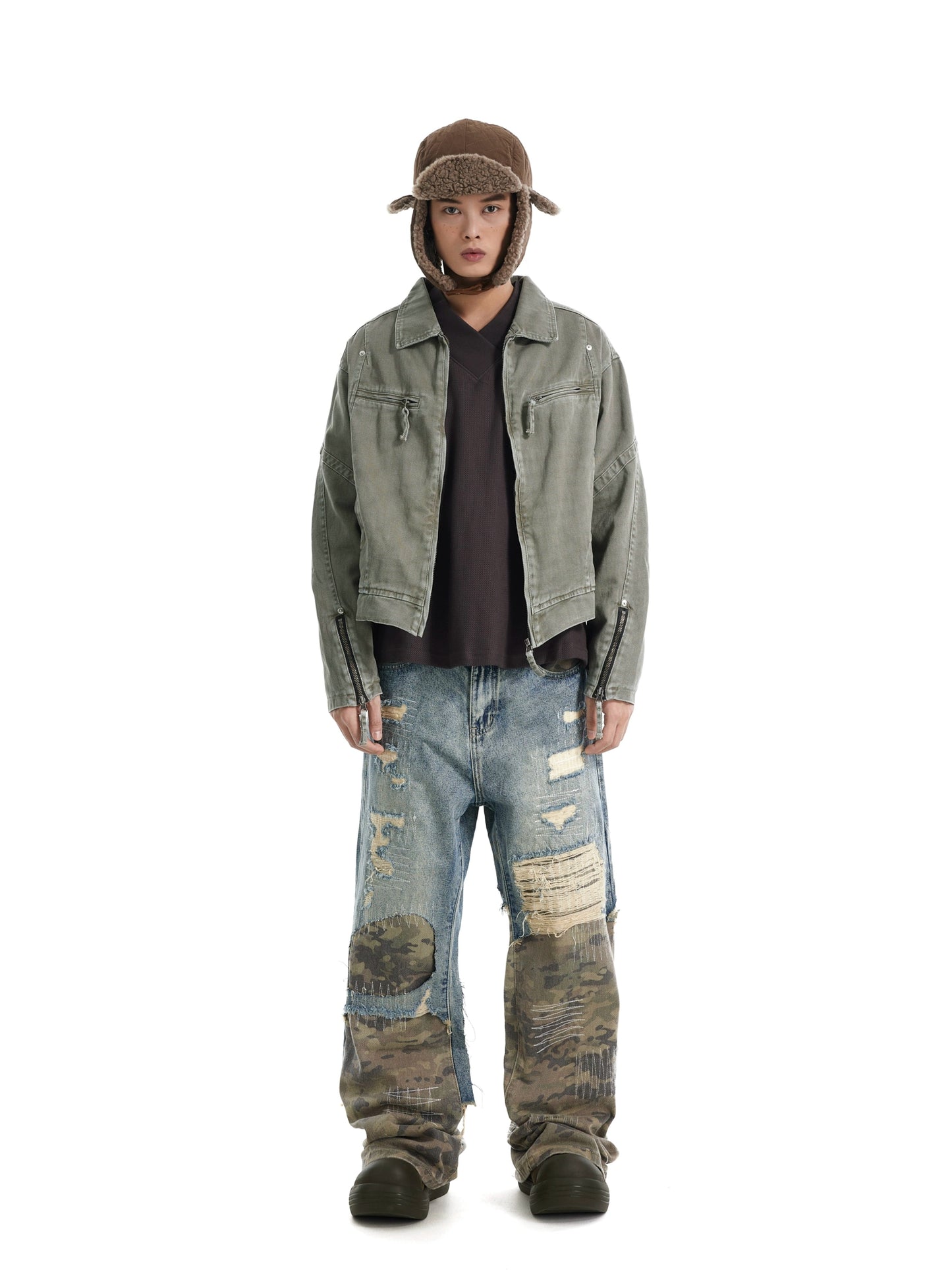 LAYERDE DAMAGE DENIM PANTS