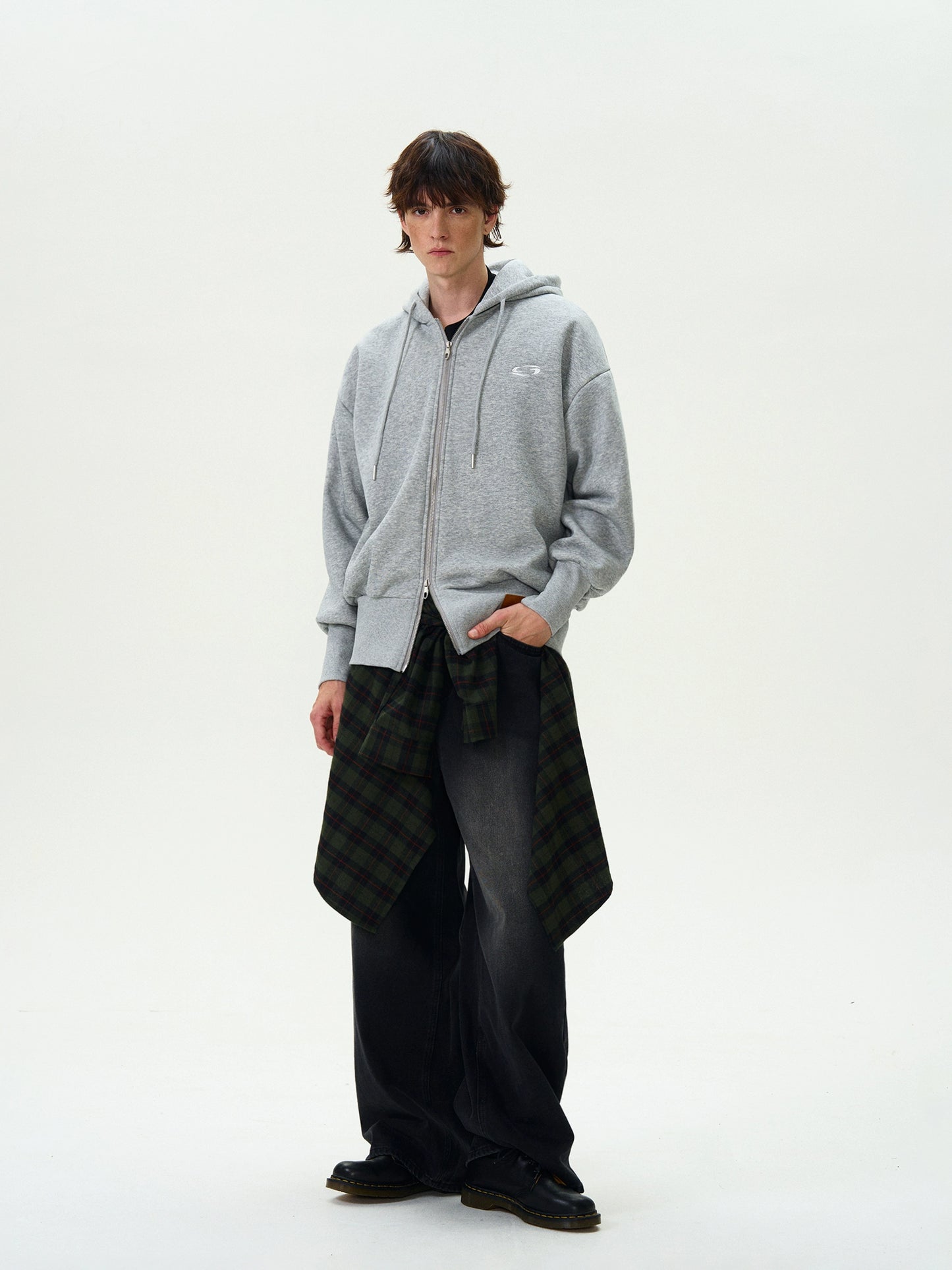 EMBROIDERY DOUBLE ZIPPED HOODIE