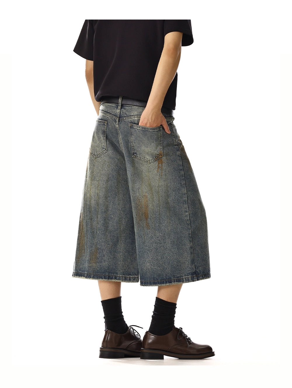 VINTAGE STAINED DENIM SHORTS