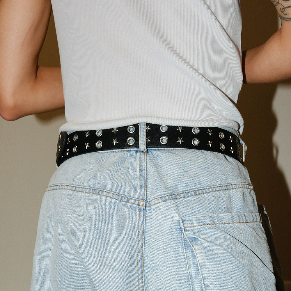 DOUBLE BUCKLE STAR STUD BELT