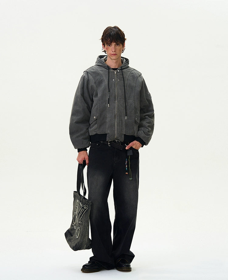 WASHED BOMBER PADDED JACKET