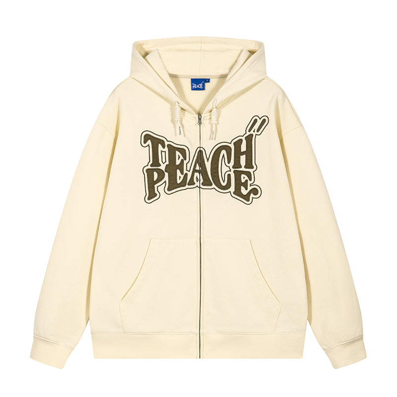 PATCH EMBROIDERY ZIPPED HOODIE