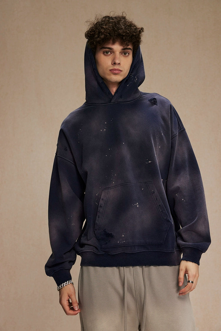 DISTRESSED SPLASH INK HOODIE