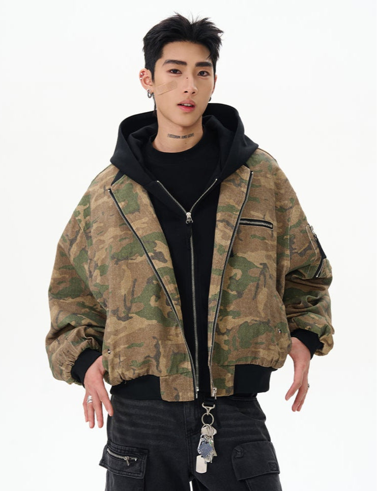 LAYERED HOODIE CAMO MA-1