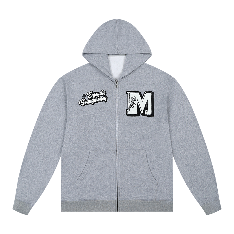 MEDM EMBROIDERY ZIPPED HOODIE